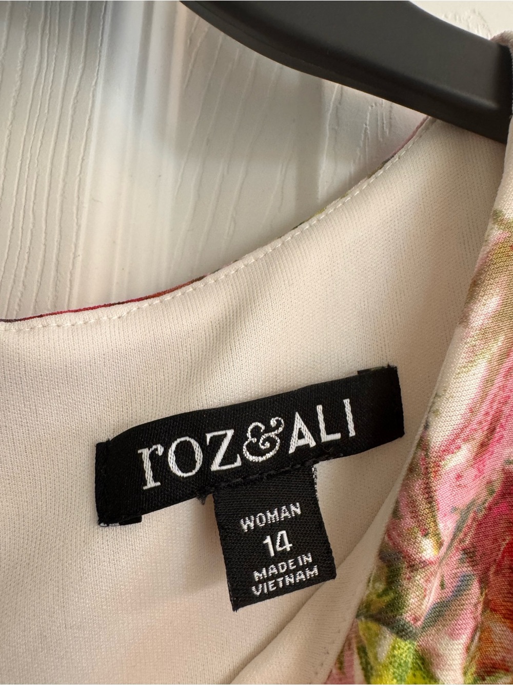 Roz & Ali Cream Midi Dress with Pink Floral Print - Picture 7 of 11